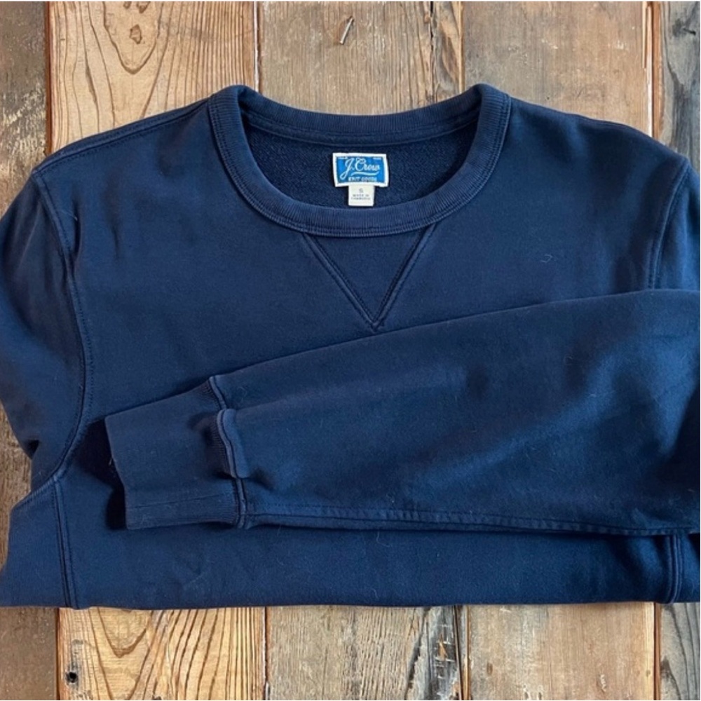 J. Crew French Terry Cotton Men's Navy Blue Crewneck Sweater